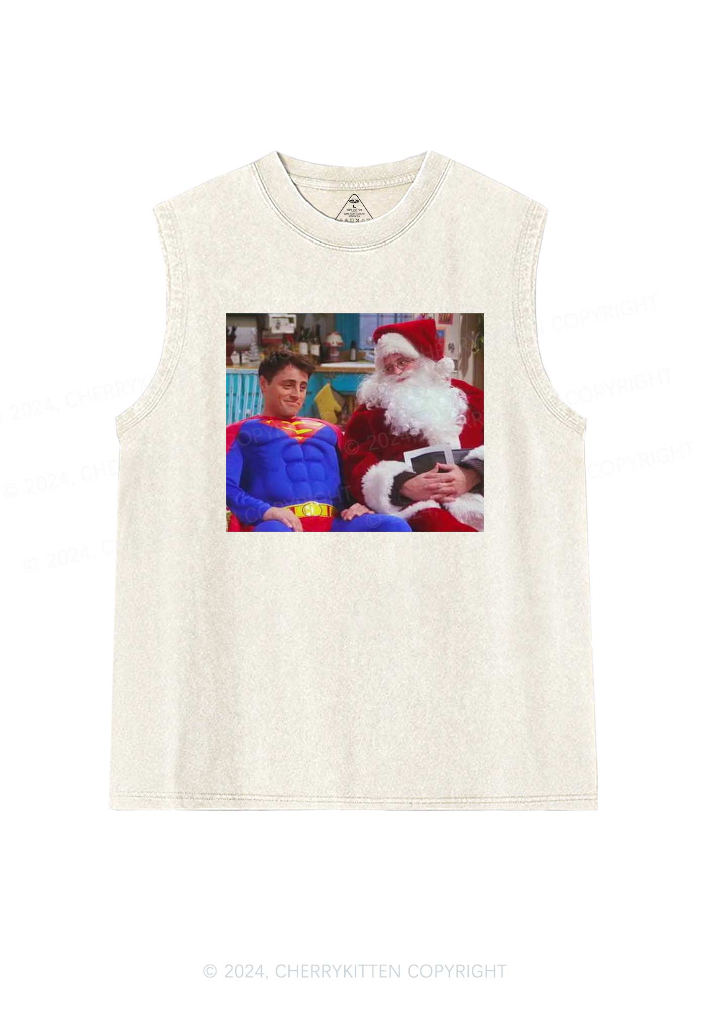 Christmas Super Santa Y2K Washed Tank Cherrykitten