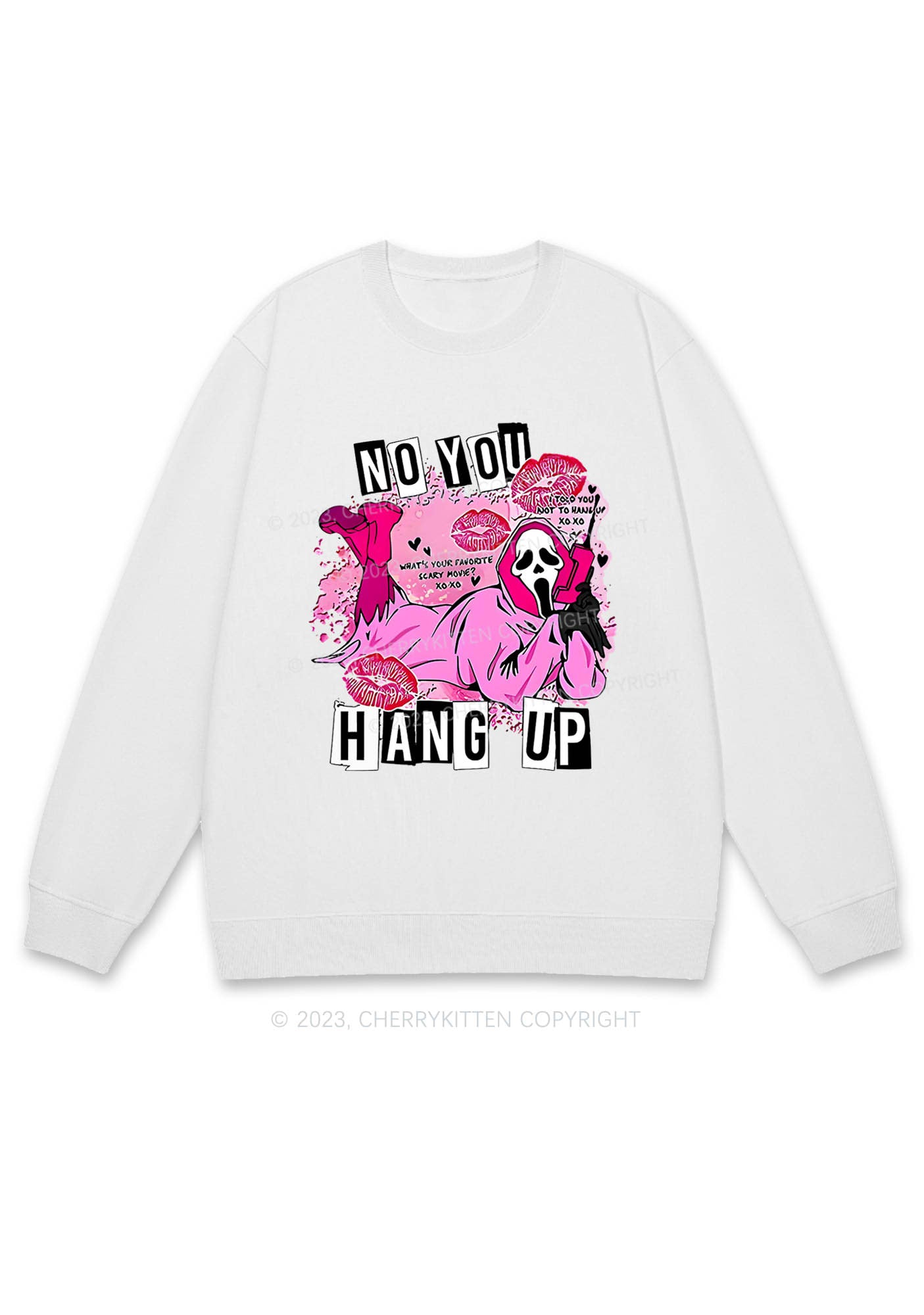 Pink Ghost Lying Halloween Y2K Sweatshirt Cherrykitten