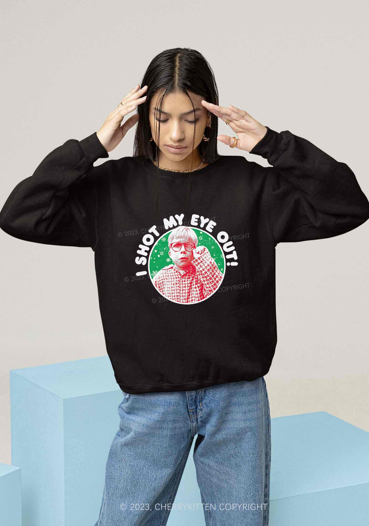 I Shot My Eye Out Christmas Y2K Sweatshirt Cherrykitten