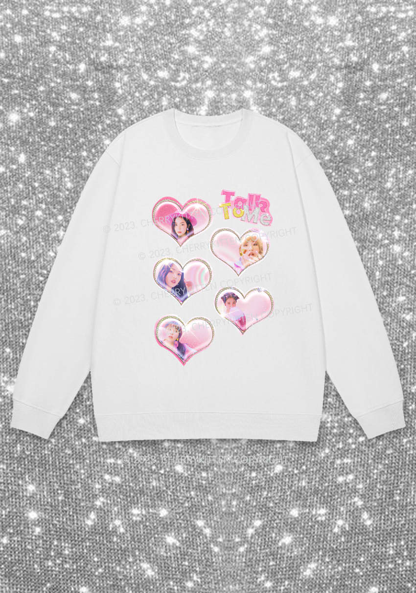 Talk To Me Hearts Y2K Kpop Sweatshirt Cherrykitten