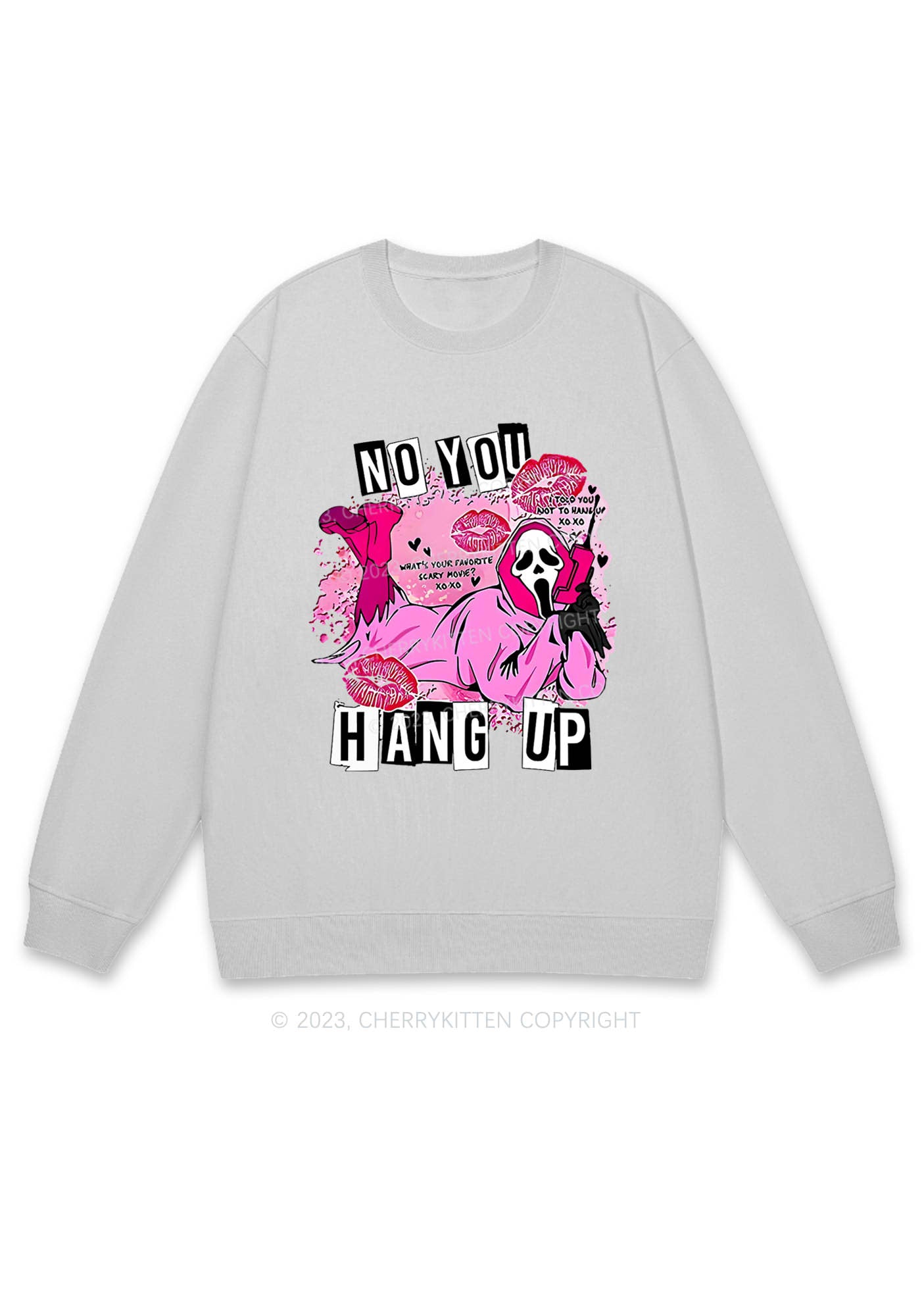 Pink Ghost Lying Halloween Y2K Sweatshirt Cherrykitten