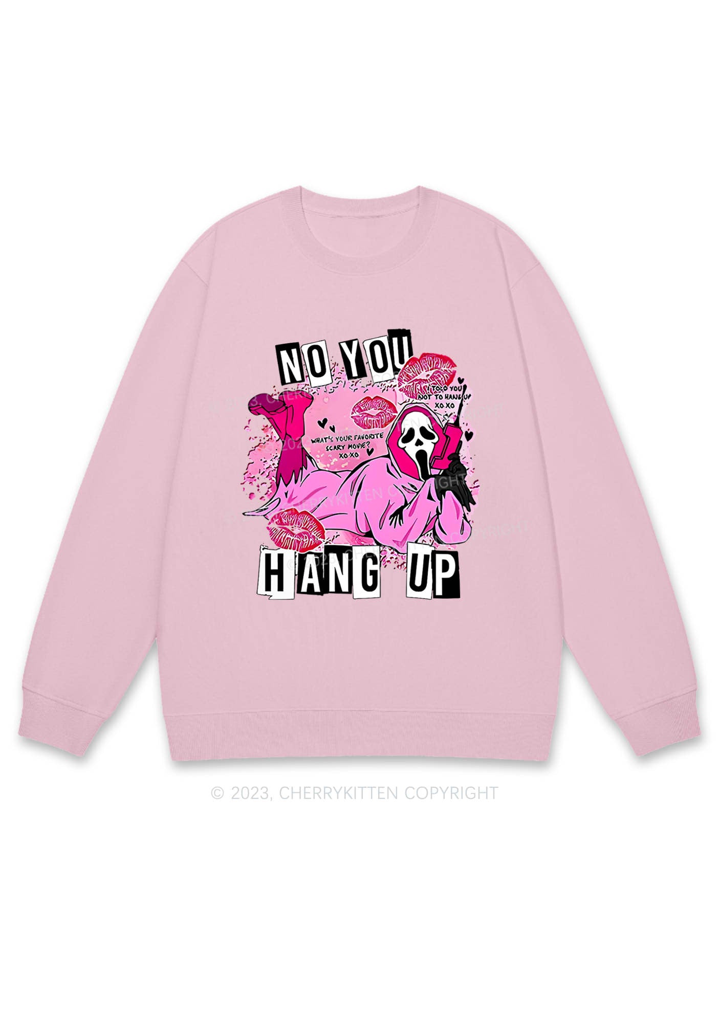 Pink Ghost Lying Halloween Y2K Sweatshirt Cherrykitten