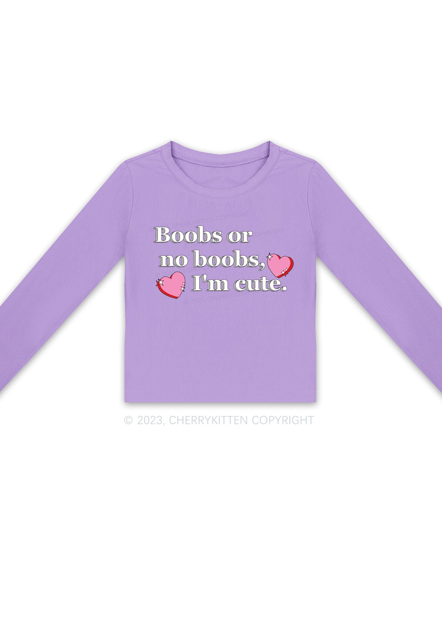 I'm Cute Long Sleeve Crop Top Cherrykitten