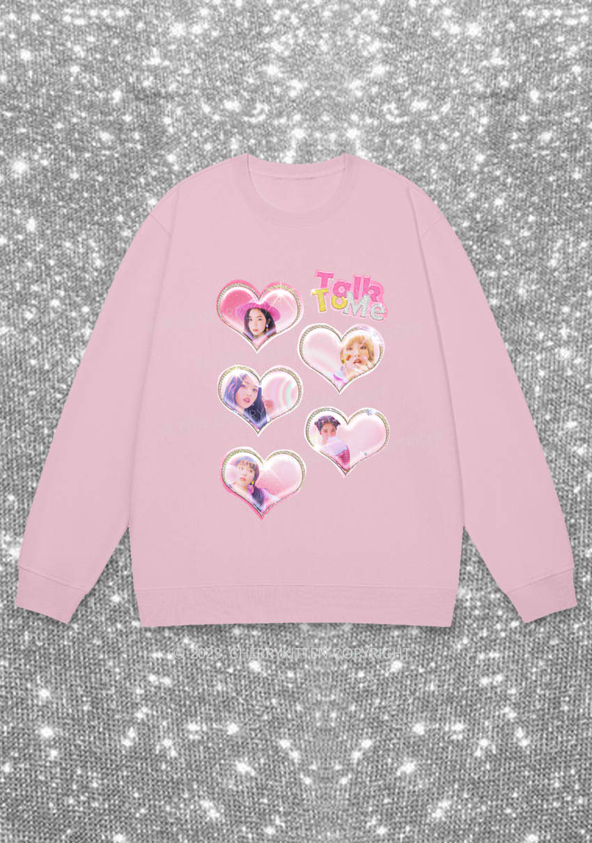 Talk To Me Hearts Y2K Kpop Sweatshirt Cherrykitten
