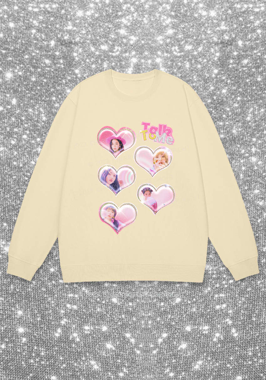 Talk To Me Hearts Y2K Kpop Sweatshirt Cherrykitten