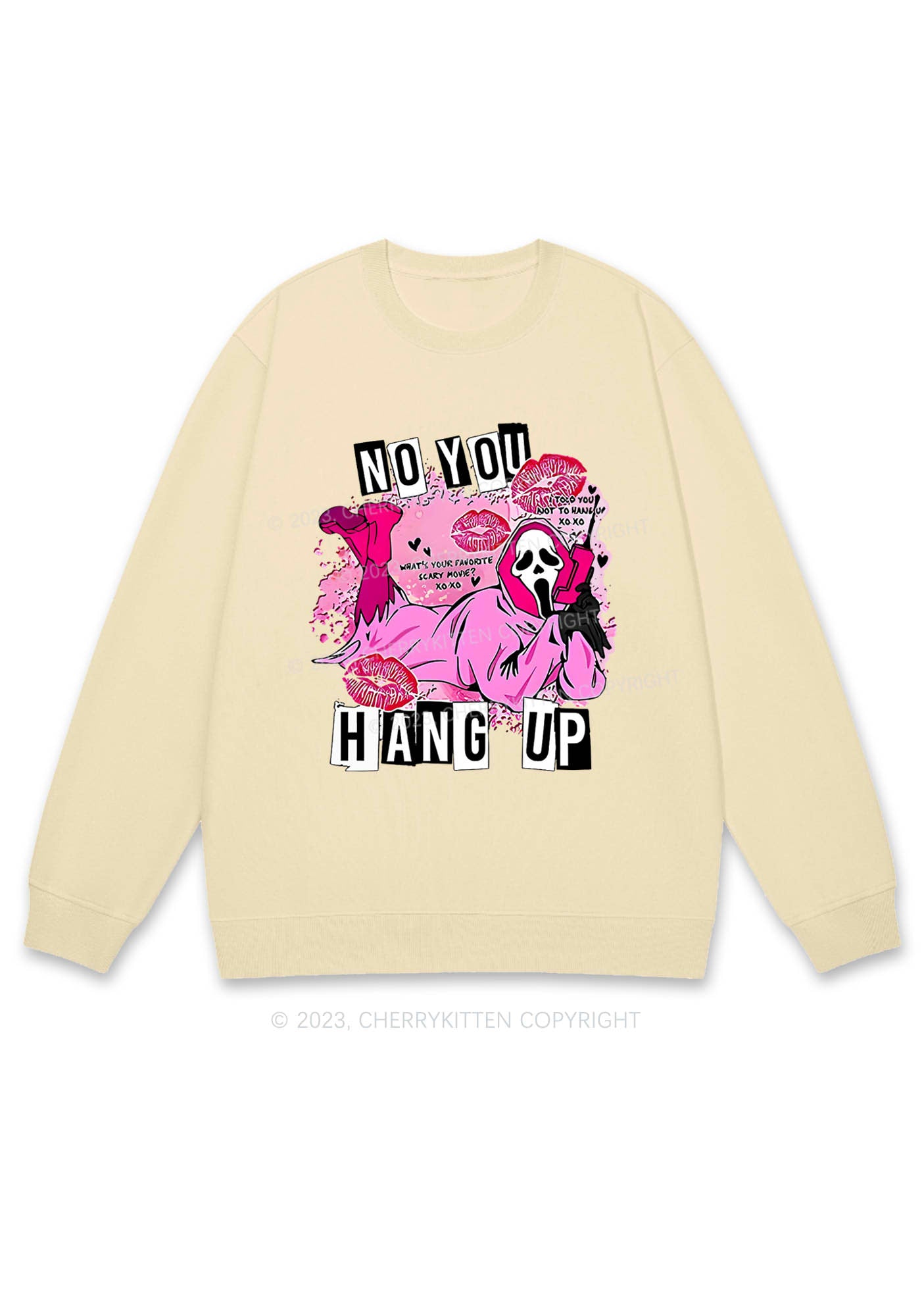 Pink Ghost Lying Halloween Y2K Sweatshirt Cherrykitten