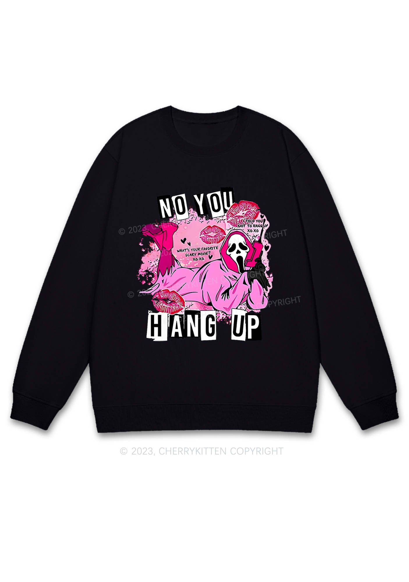 Pink Ghost Lying Halloween Y2K Sweatshirt Cherrykitten