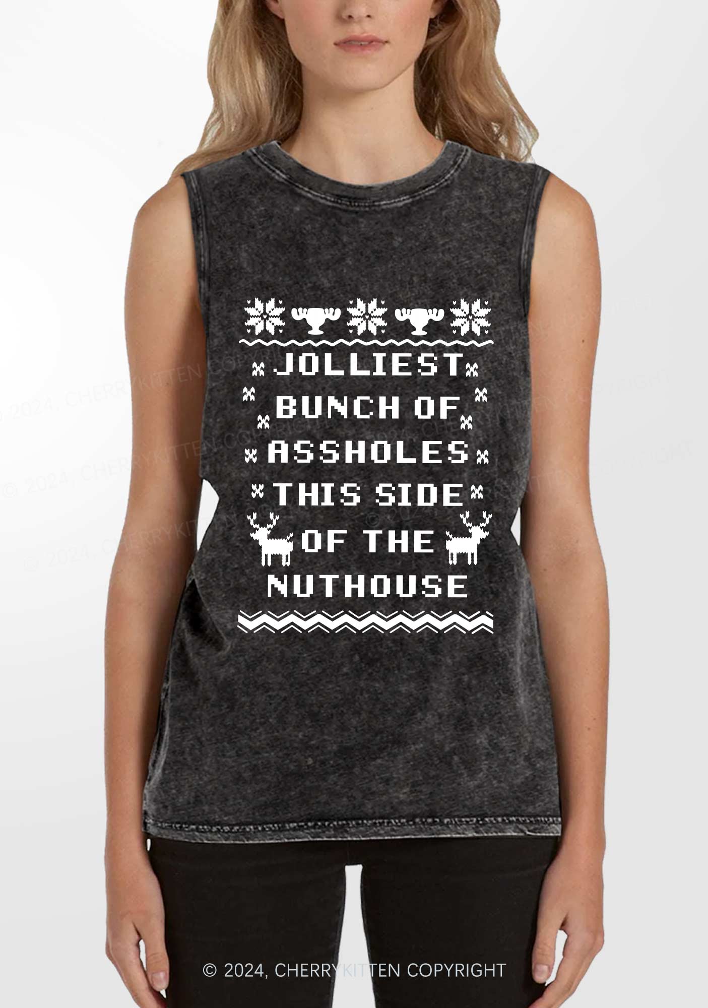 Jolliest Christmas Y2K Washed Tank Cherrykitten
