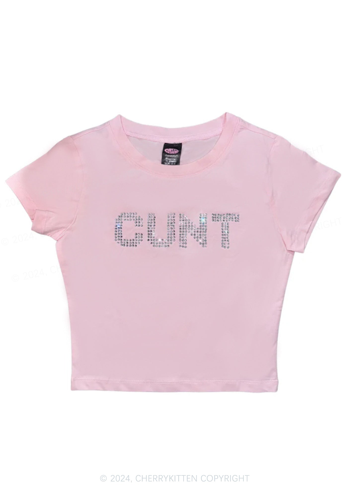 Rhinestone Cxxt Y2K Baby Tee Cherrykitten