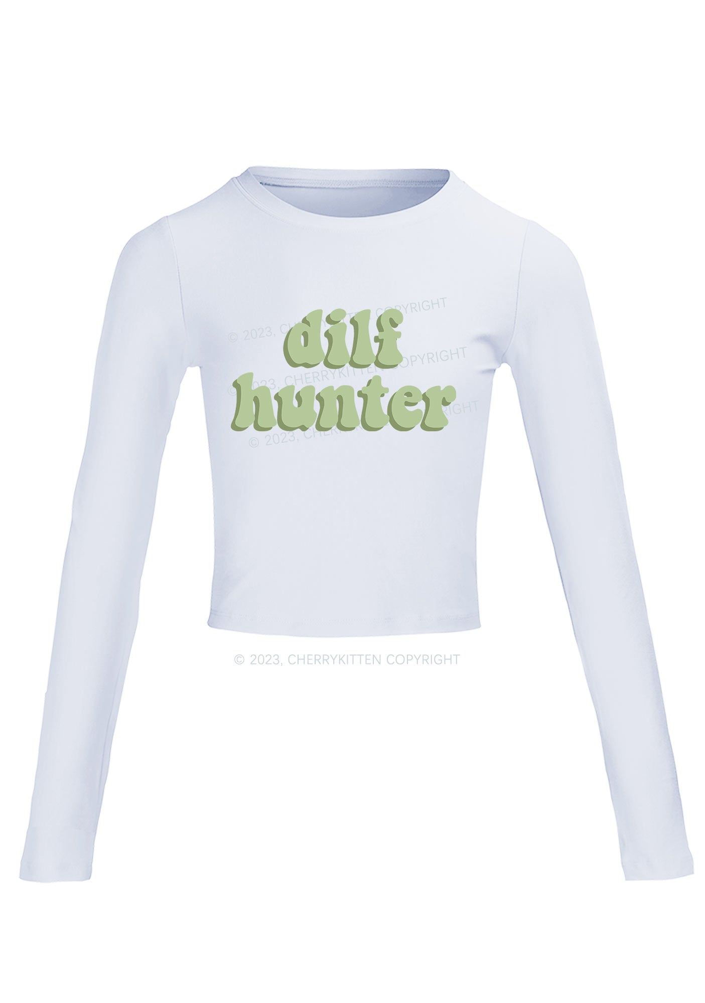 Green Hunter Long Sleeve Crop Top Cherrykitten
