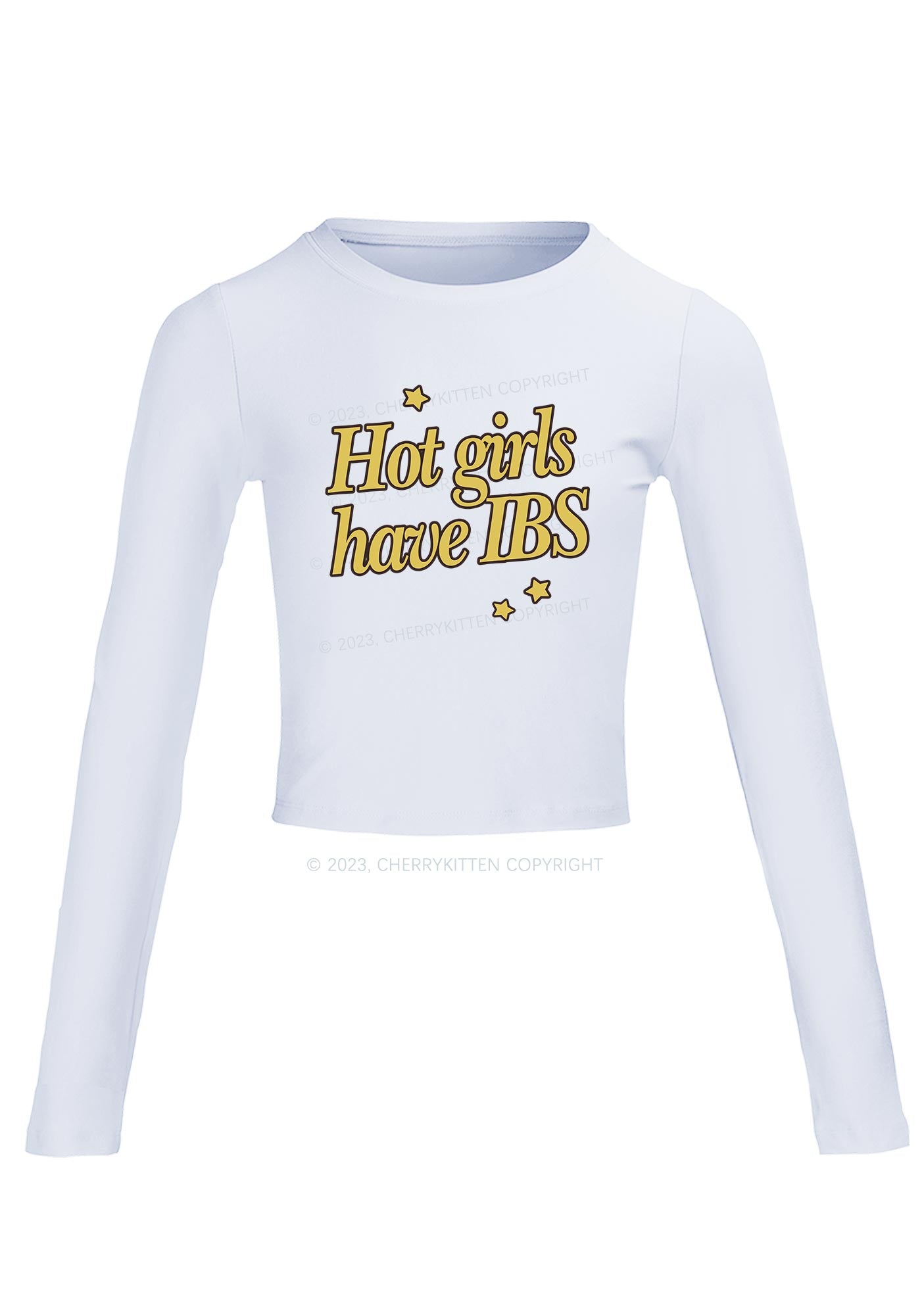 Hot Girls Have IBS Long Sleeve Crop Top Cherrykitten