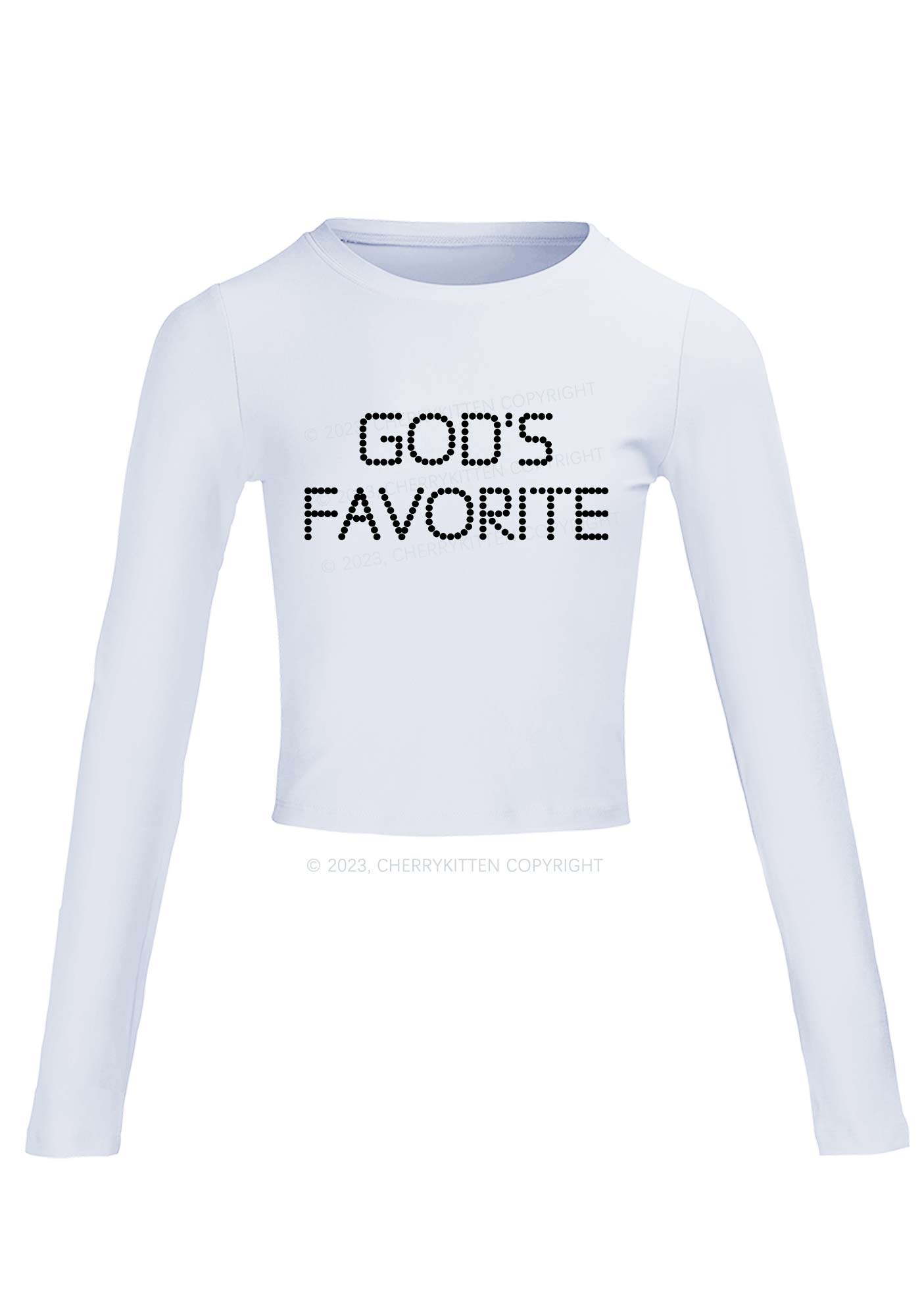 God's Favorite Long Sleeve Crop Top Cherrykitten