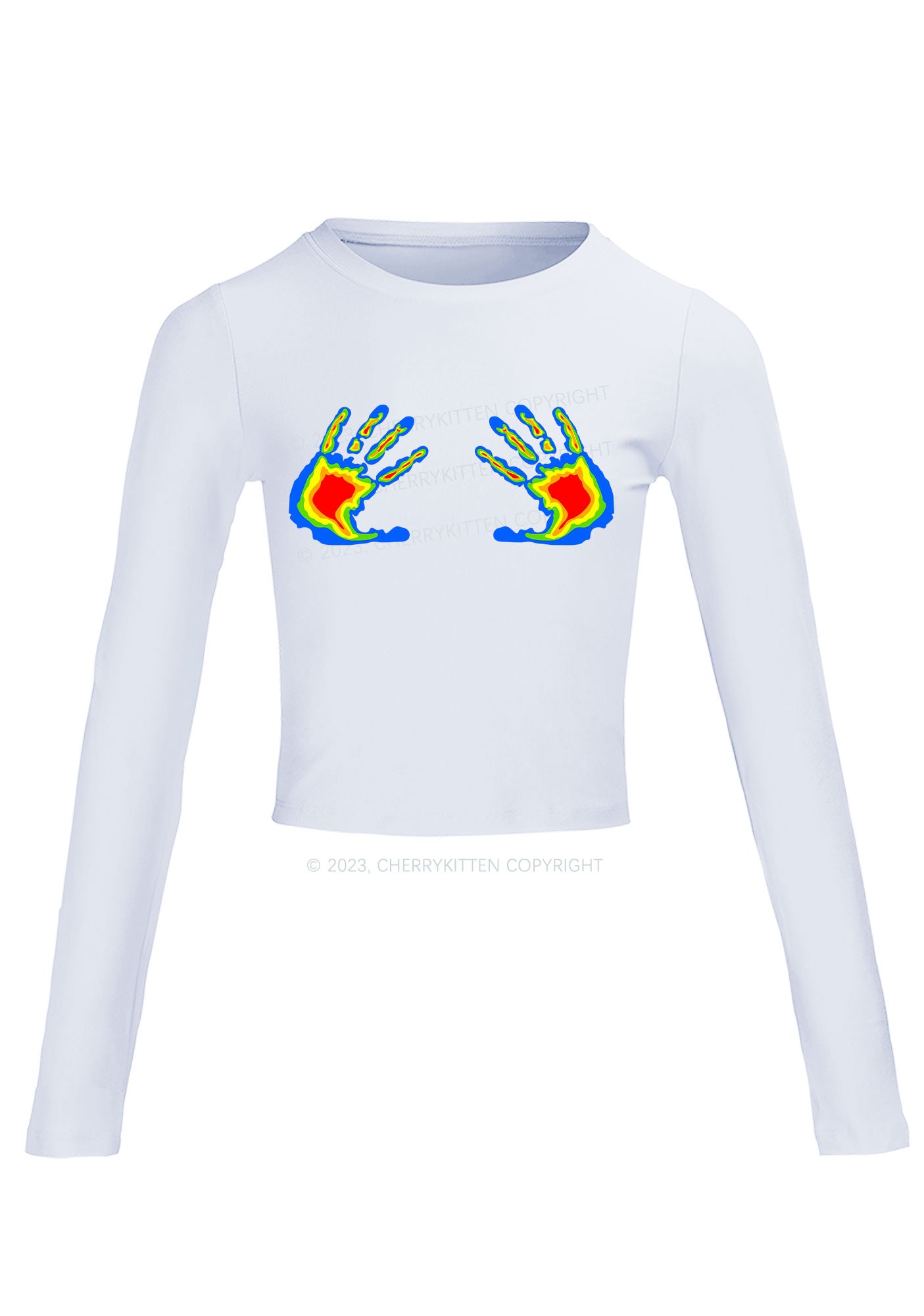 Thermal Hands Long Sleeve Crop Top Cherrykitten