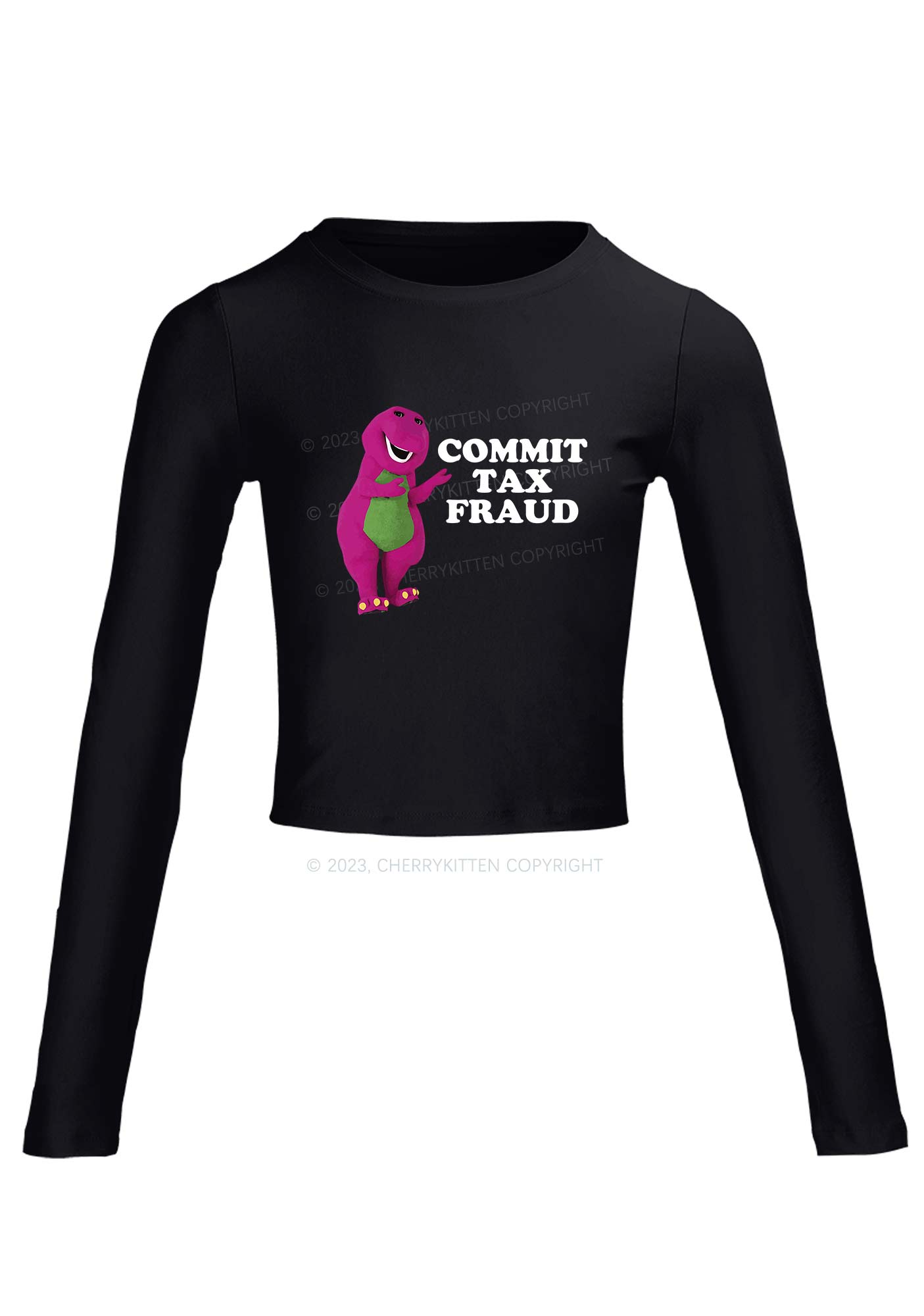 Commit Tax Fraud Long Sleeve Crop Top Cherrykitten