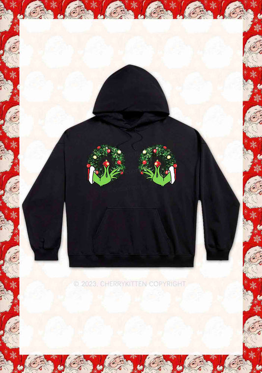 Christmas Wreath Y2K Hoodie Cherrykitten