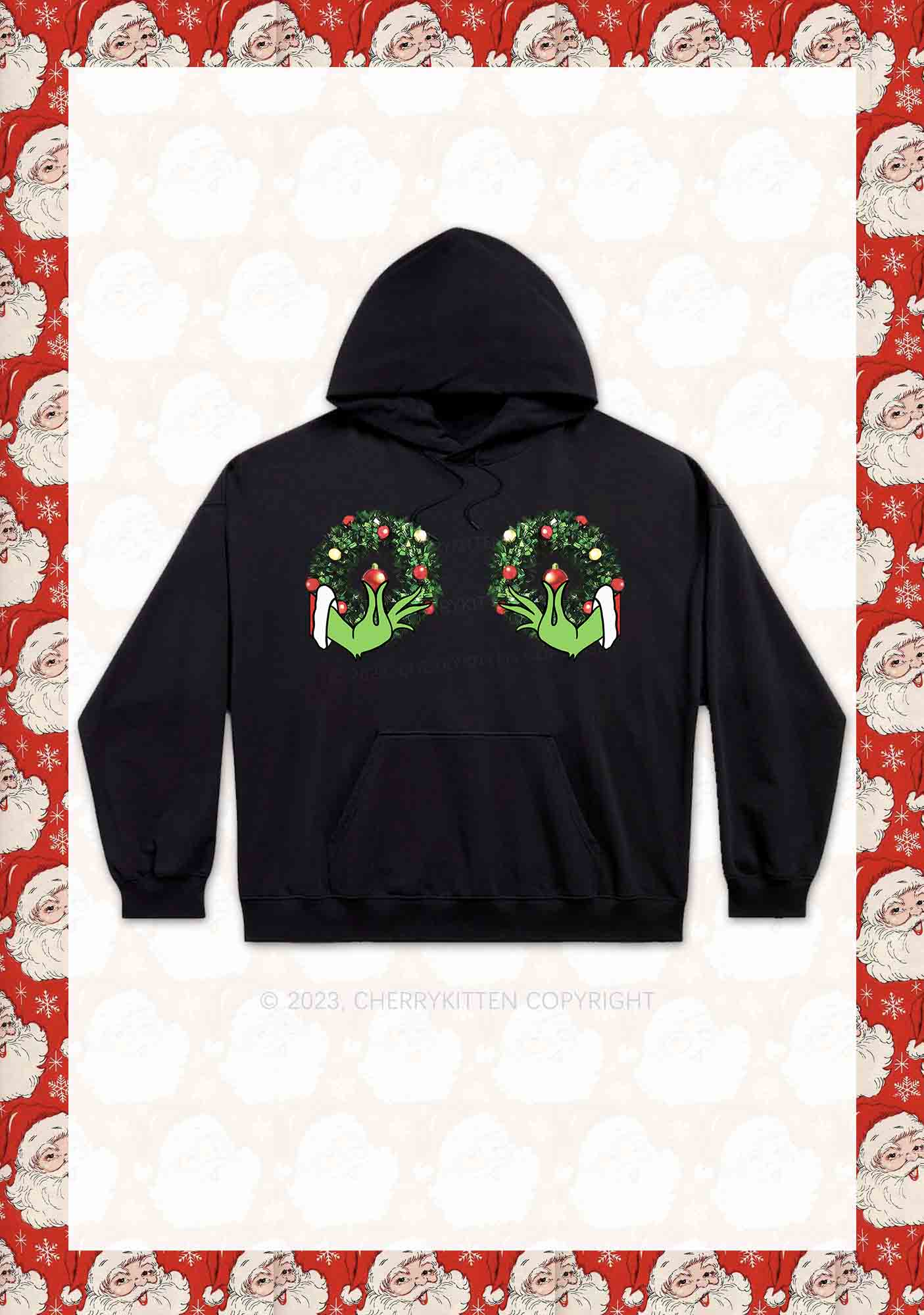 Christmas Wreath Y2K Hoodie Cherrykitten