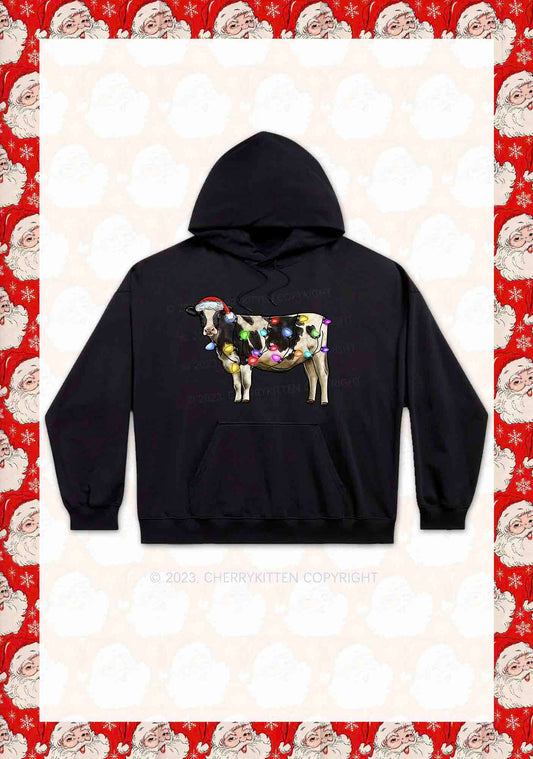 Christmas Cow Y2K Hoodie Cherrykitten