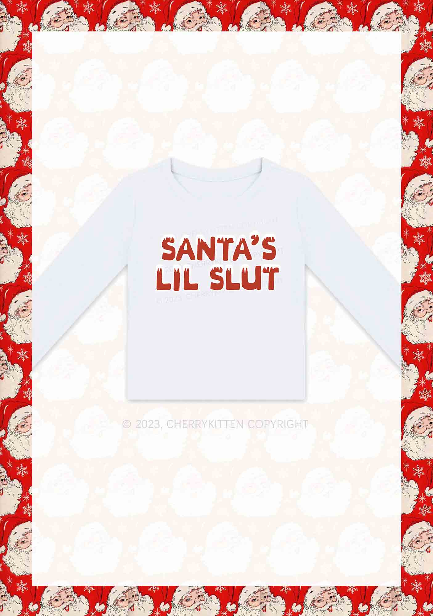 Santa's Lil Slxt Y2K Long Sleeve Crop Top Cherrykitten