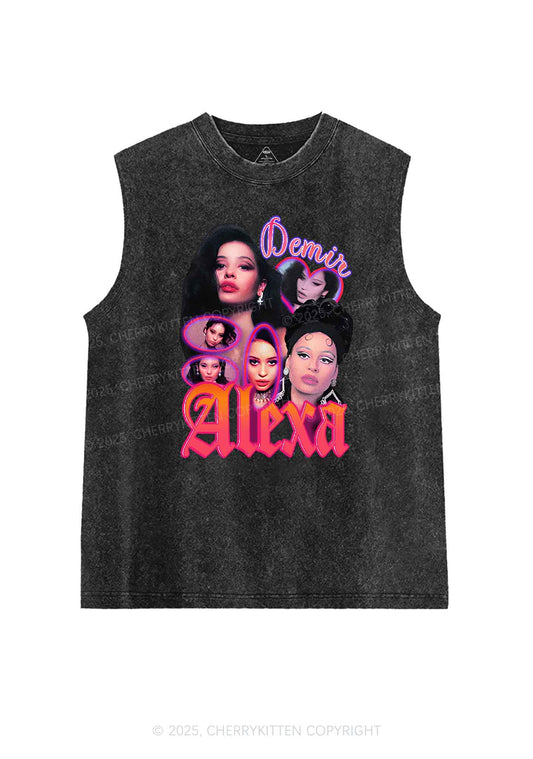 Custom Retro Portrait Y2K Washed Tank Cherrykitten