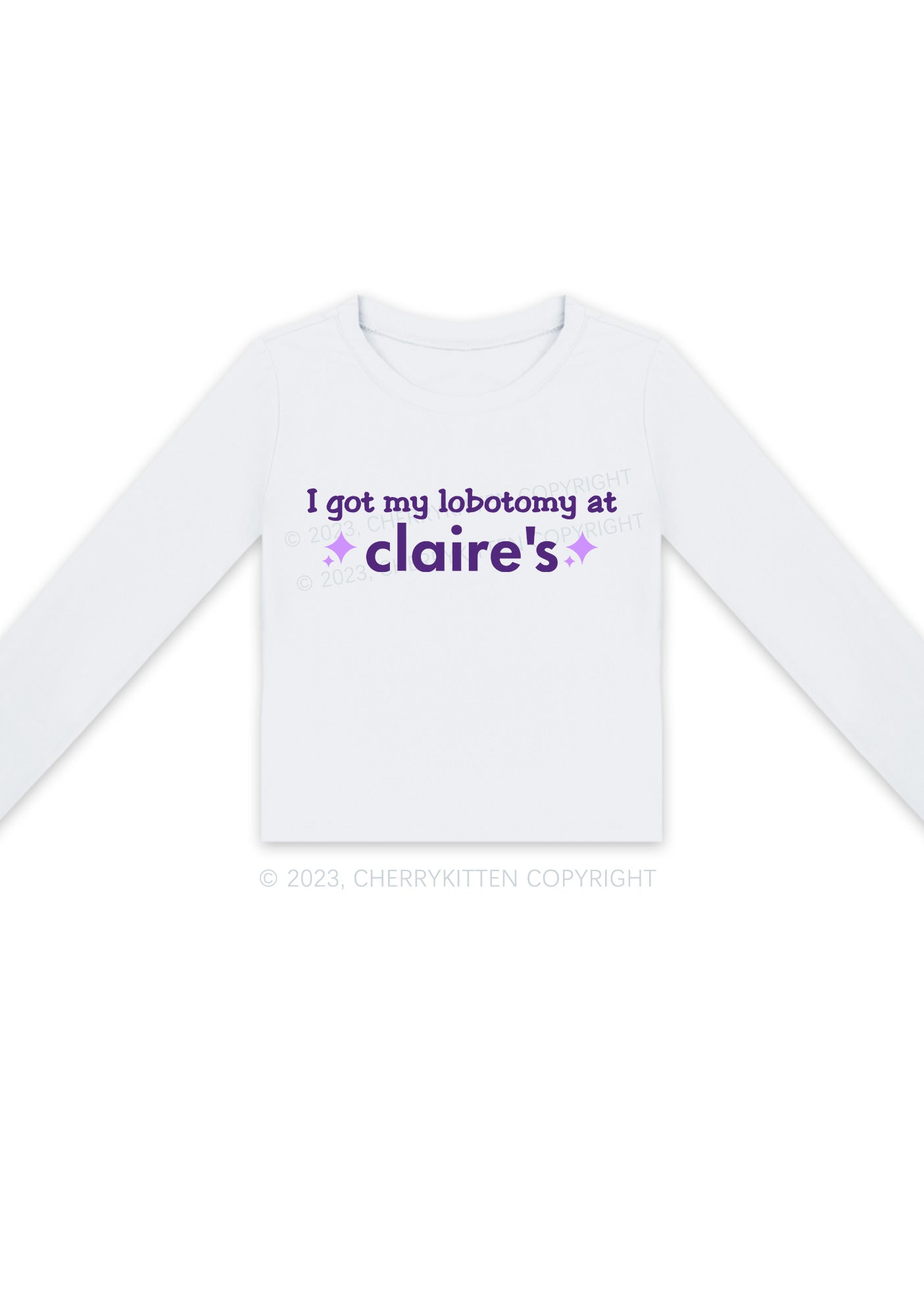 I Got My Lobotomy At Claire's Long Sleeve Crop Top Cherrykitten