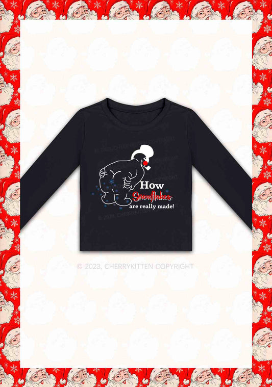 How Snowflakes Are Really Made Y2K Long Sleeve Crop Top Cherrykitten