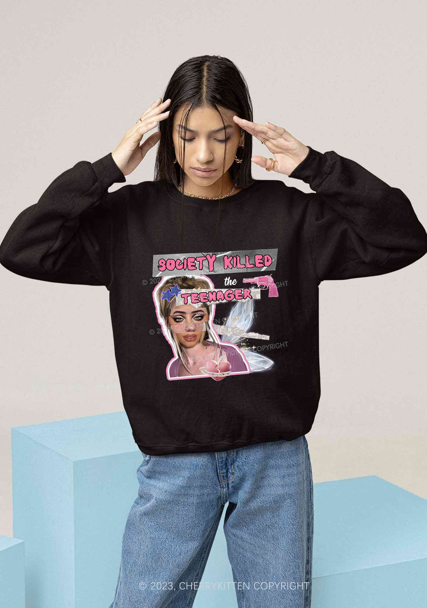 Society Killed The Teenager Y2K Sweatshirt Cherrykitten