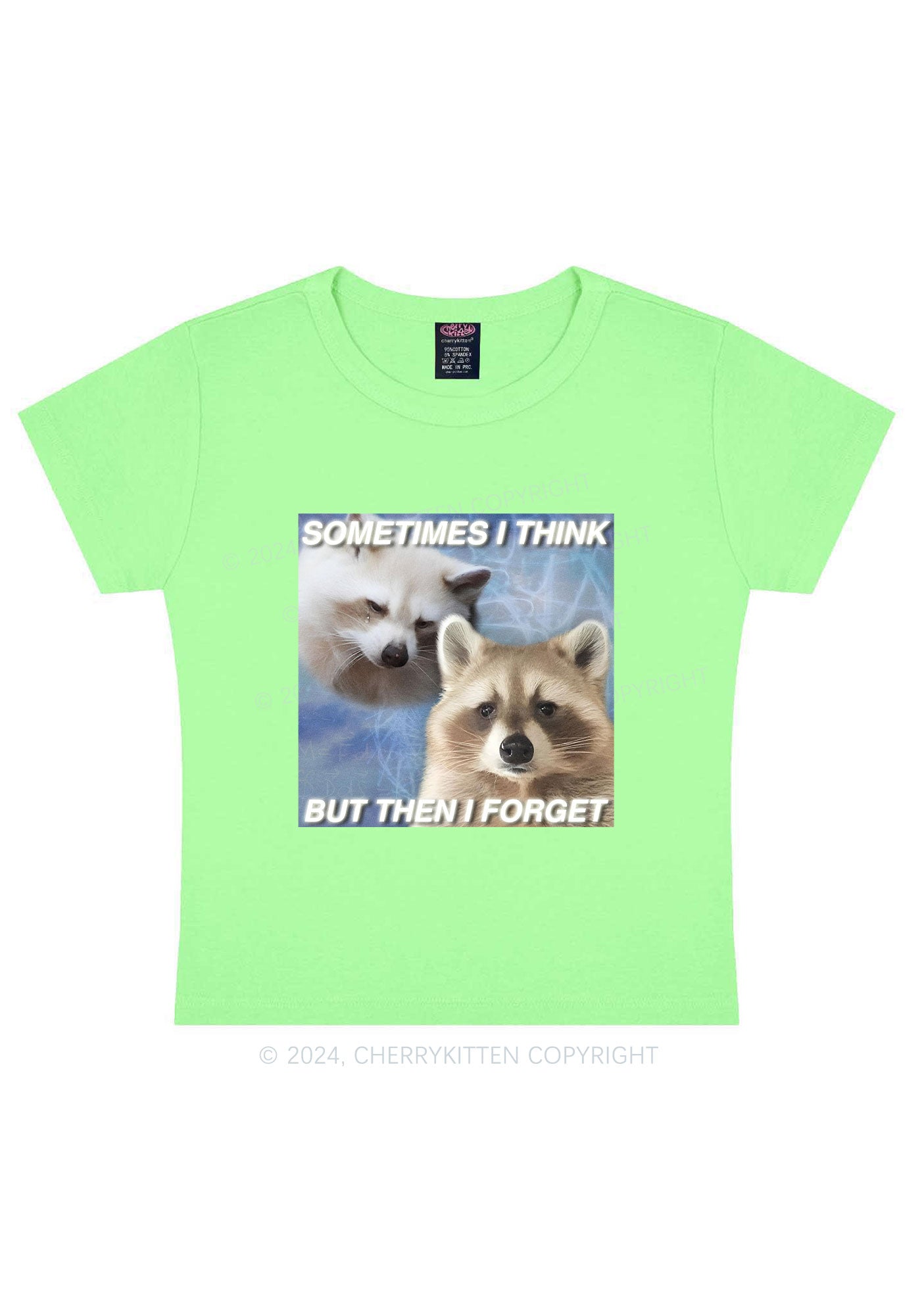 Raccoon Sometimes Think Y2K Baby Tee Cherrykitten