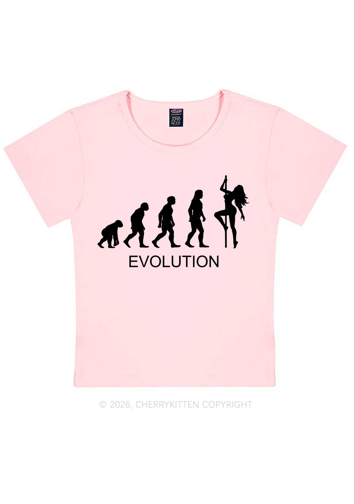 Evolution Pole Dancer Silhouette Y2K Baby Tee Cherrykitten