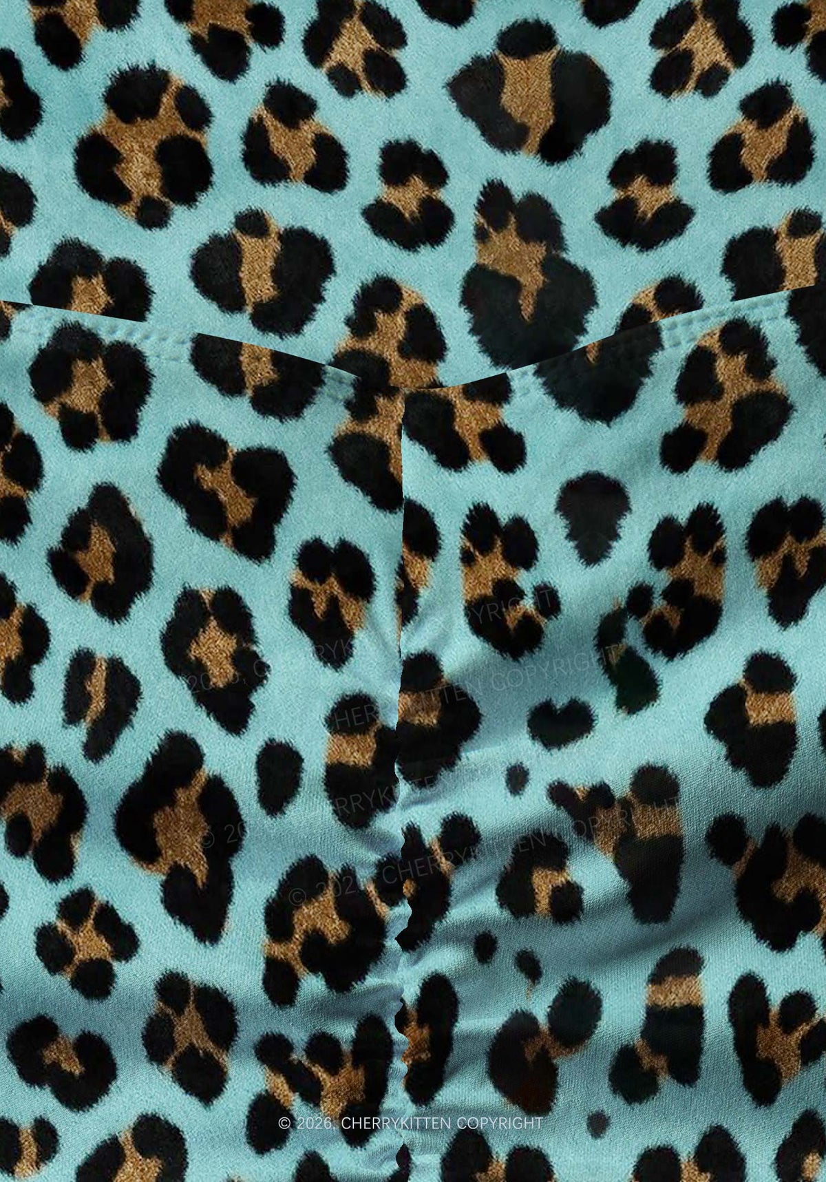 Mint Green Leopard Y2K Print Gym Shorts Cherrykitten