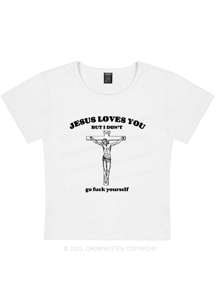 Jesus Loves You Y2K Baby Tee Cherrykitten