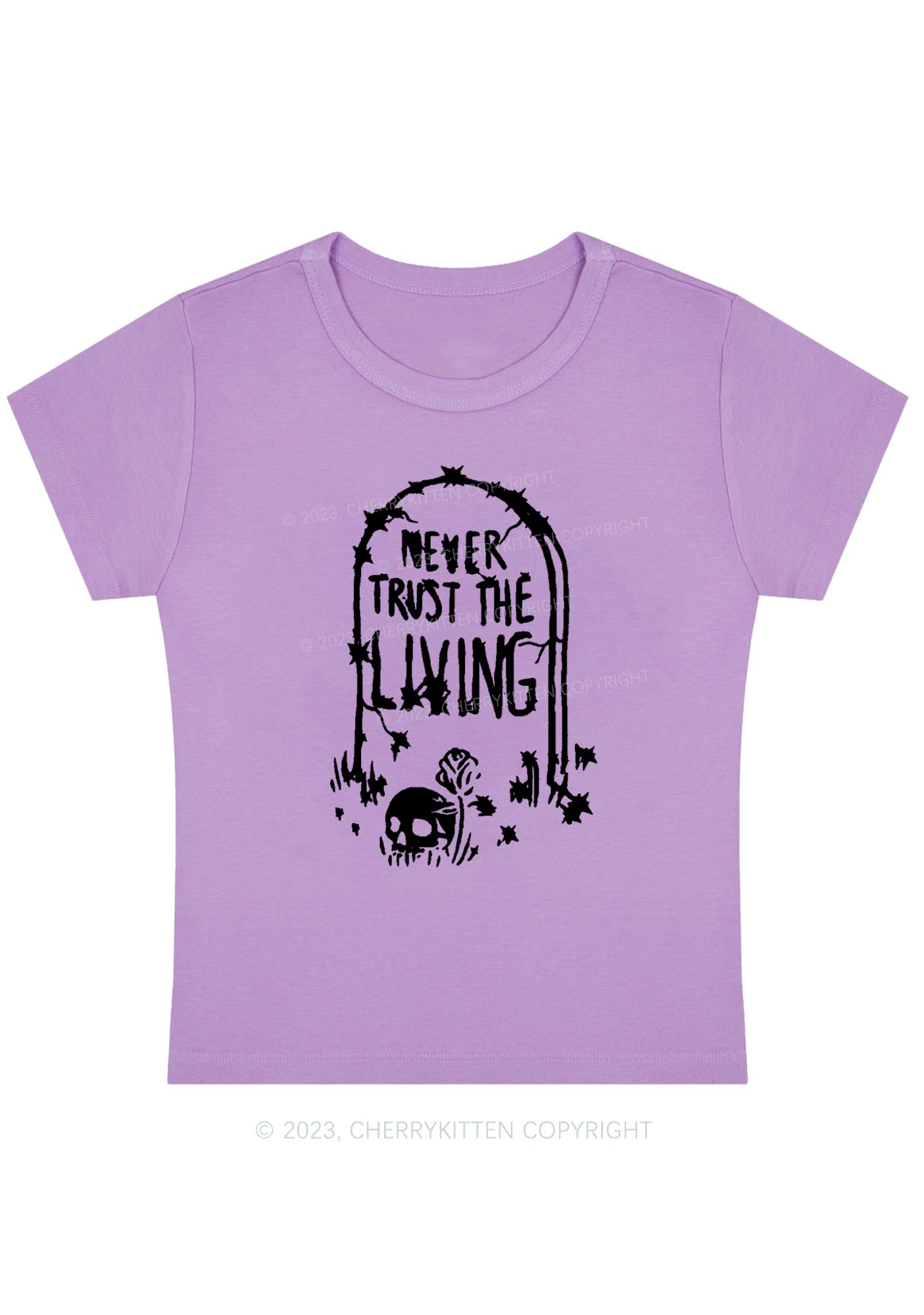 Never Trust The Living Halloween Baby Tee Cherrykitten