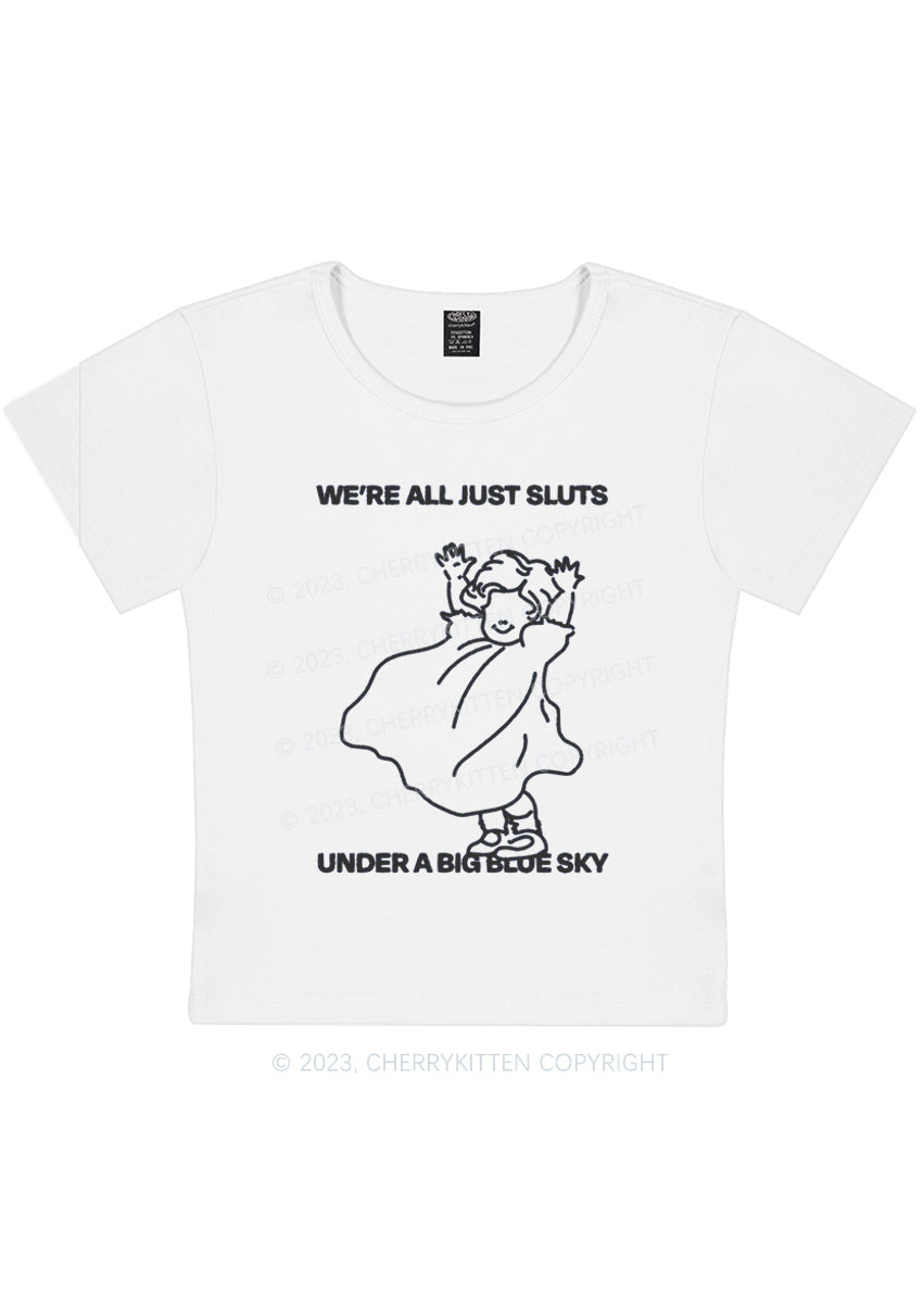 Curvy We're All Just Slxts Y2K Baby Tee Cherrykitten