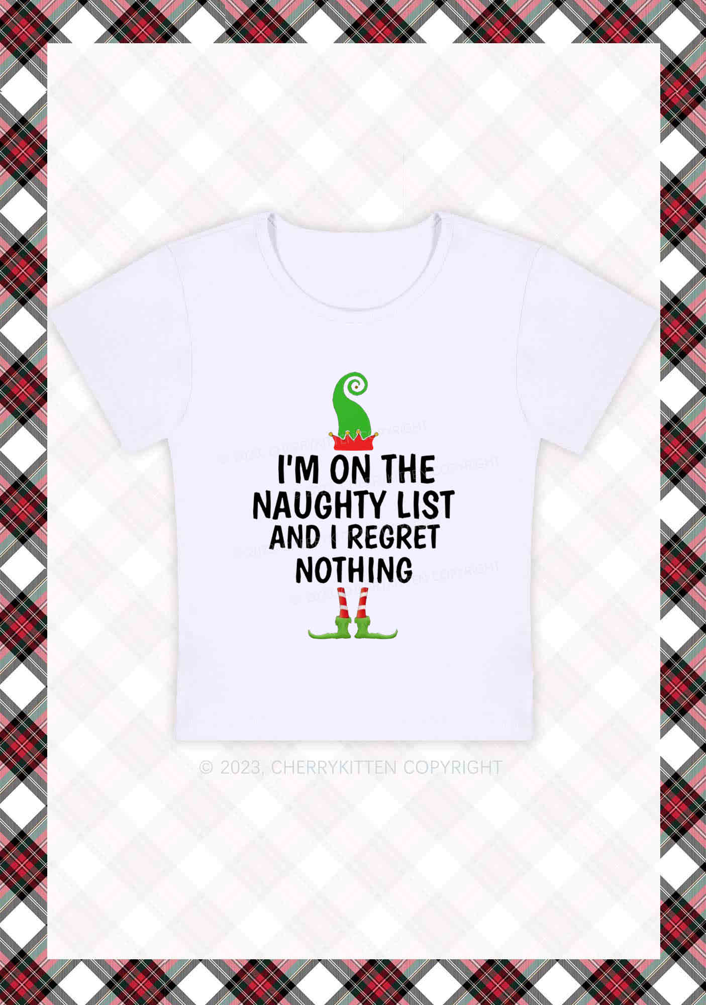 I'm On The Naughty List Christmas Y2K Baby Tee Cherrykitten