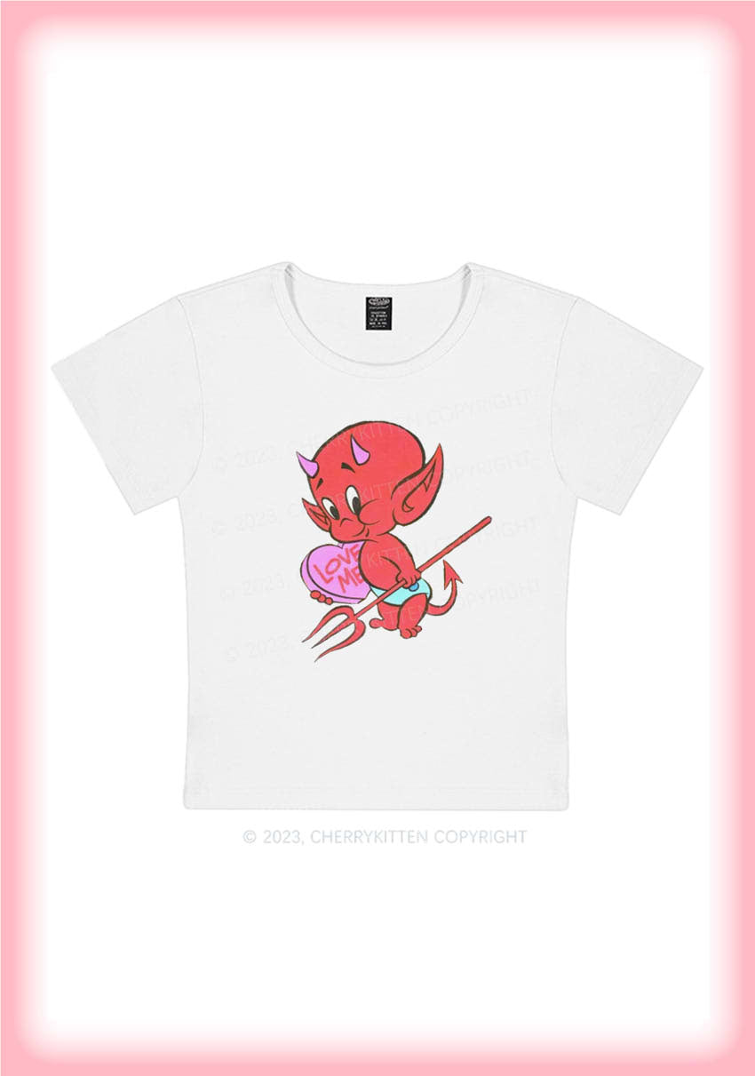 Valentine's Day Devil Love Me Y2K Baby Tee Cherrykitten