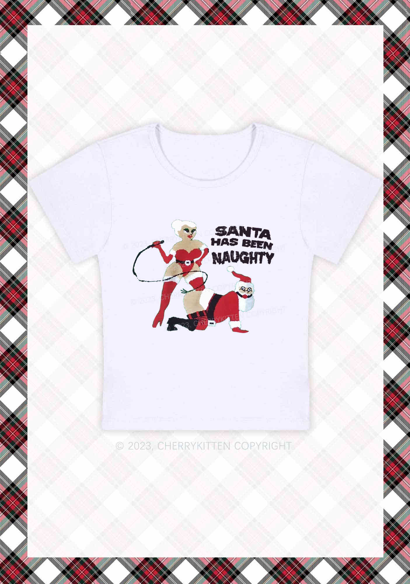 Santa Has Been Naughty Christmas Y2K Baby Tee Cherrykitten