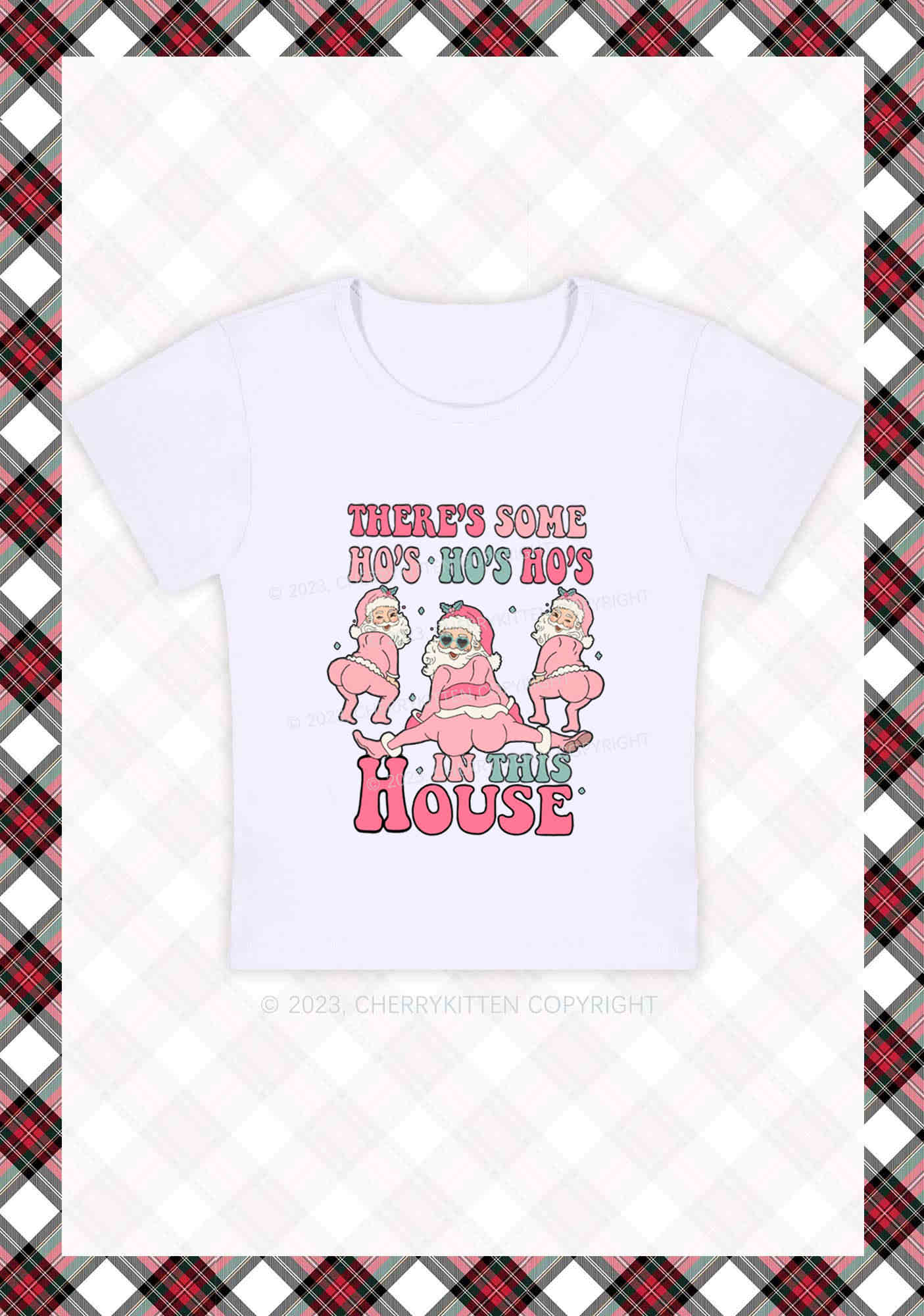 Pink Santas Christmas Y2K Baby Tee Cherrykitten