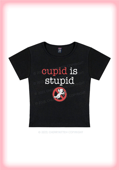 Cupid Is Stupid Valentine's Day Y2K Baby Tee Cherrykitten