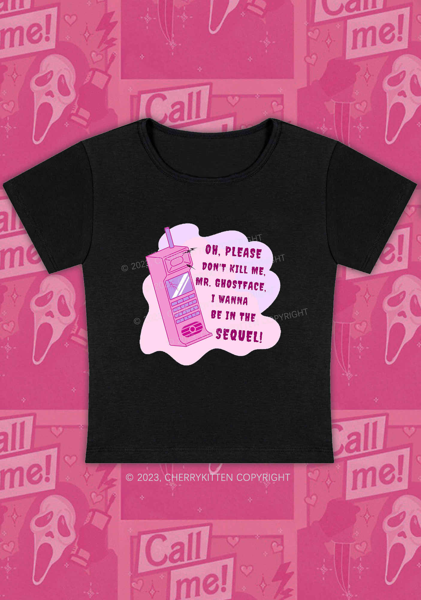 Please Don't Kill Me Halloween Y2K Baby Tee Cherrykitten