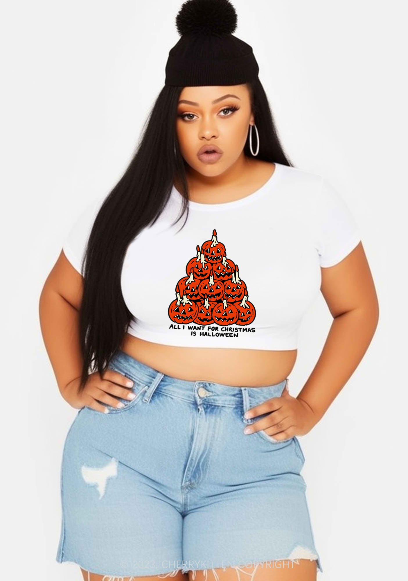 All I Want For Christmas Is Halloween Baby Tee Cherrykitten