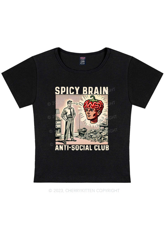 Spicy Brain Anti-Social Club Y2K Baby Tee Cherrykitten