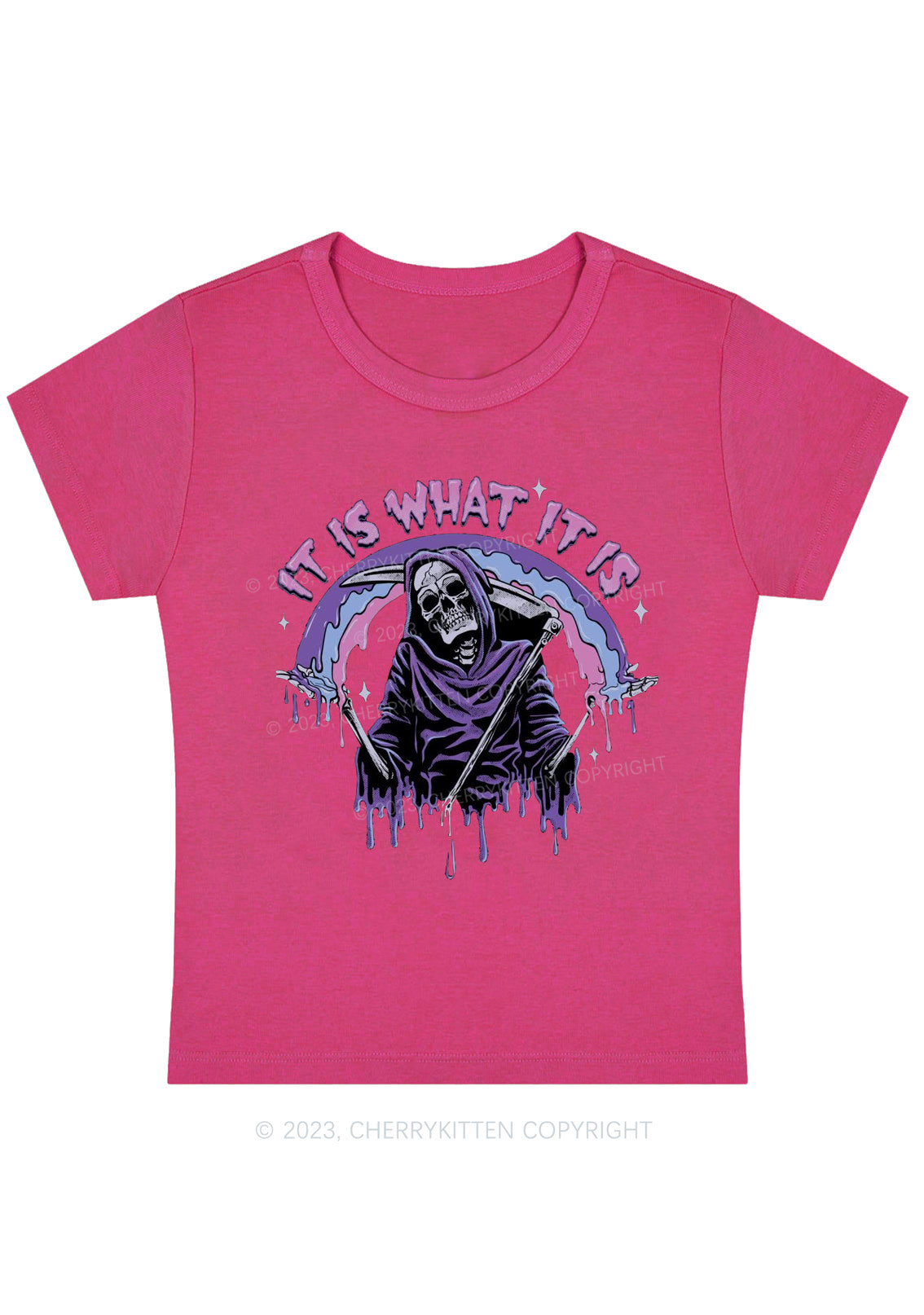 It Is What It Is Skeleton Halloween Baby Tee Cherrykitten