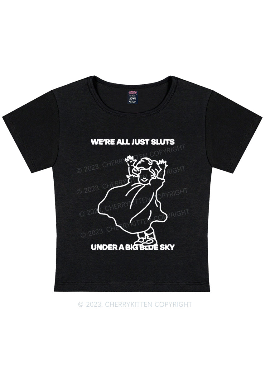 Curvy We're All Just Slxts Y2K Baby Tee Cherrykitten