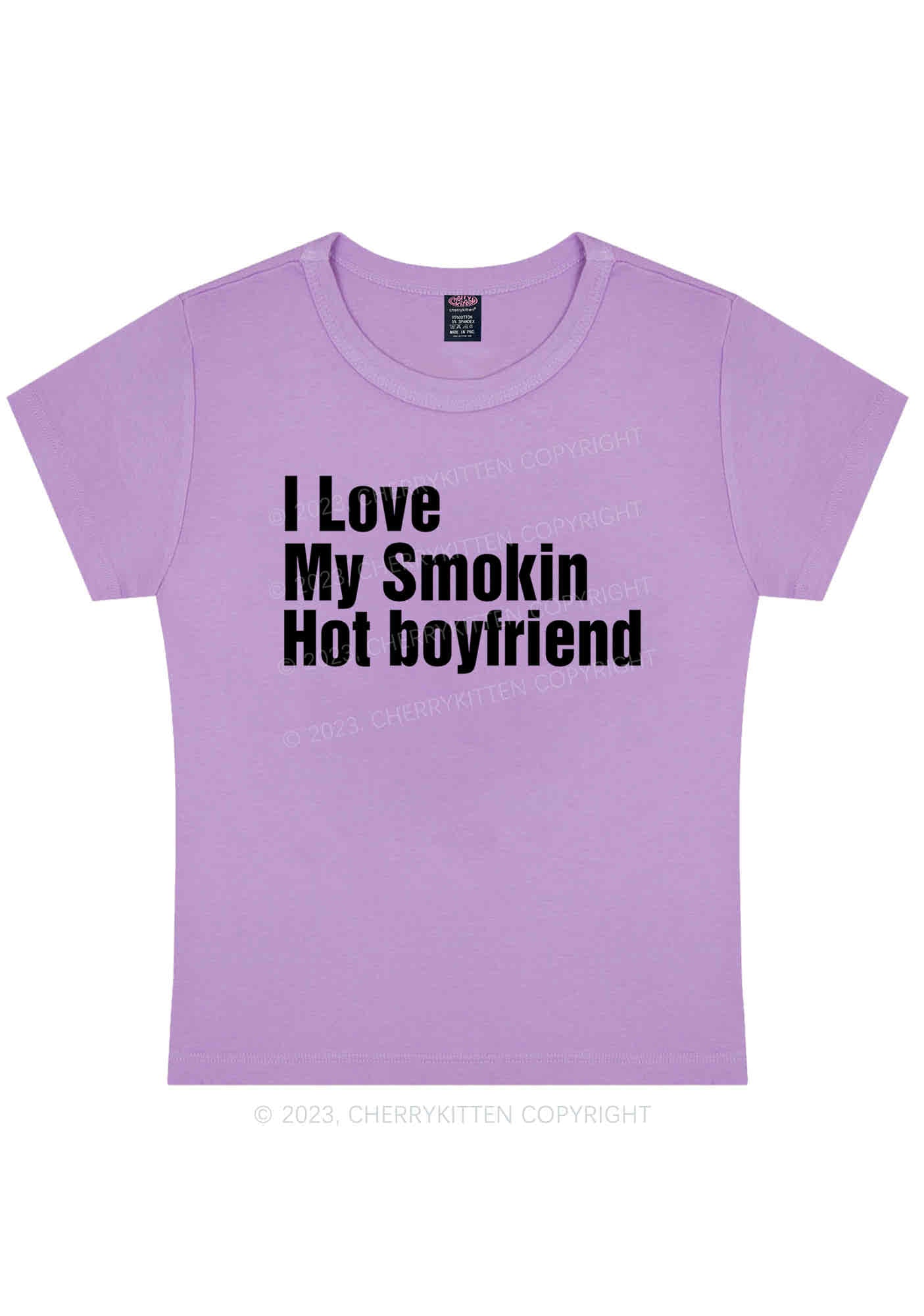 I Love My Smokin Hot Boyfriend Y2K Baby Tee Cherrykitten