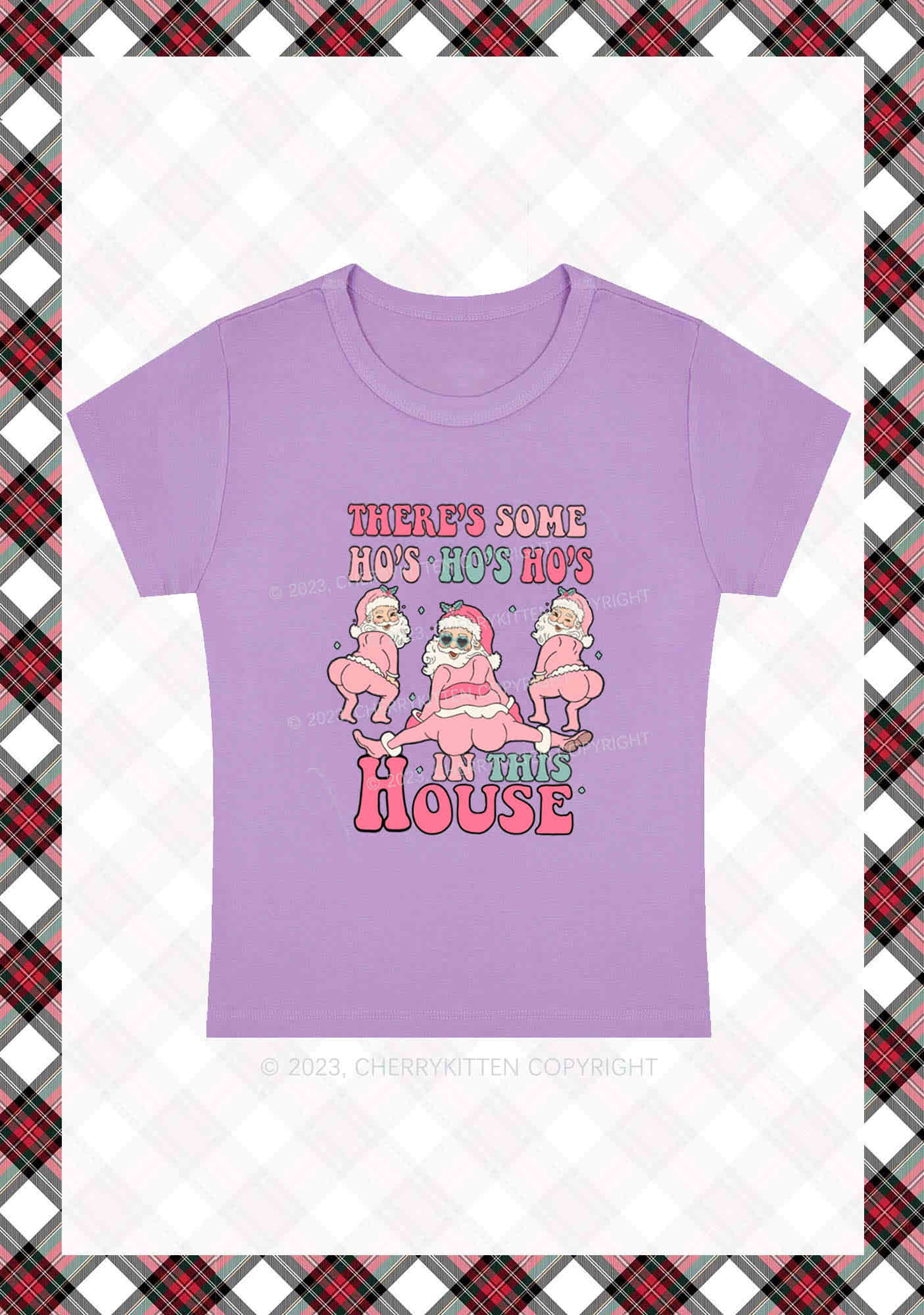 Pink Santas Christmas Y2K Baby Tee Cherrykitten