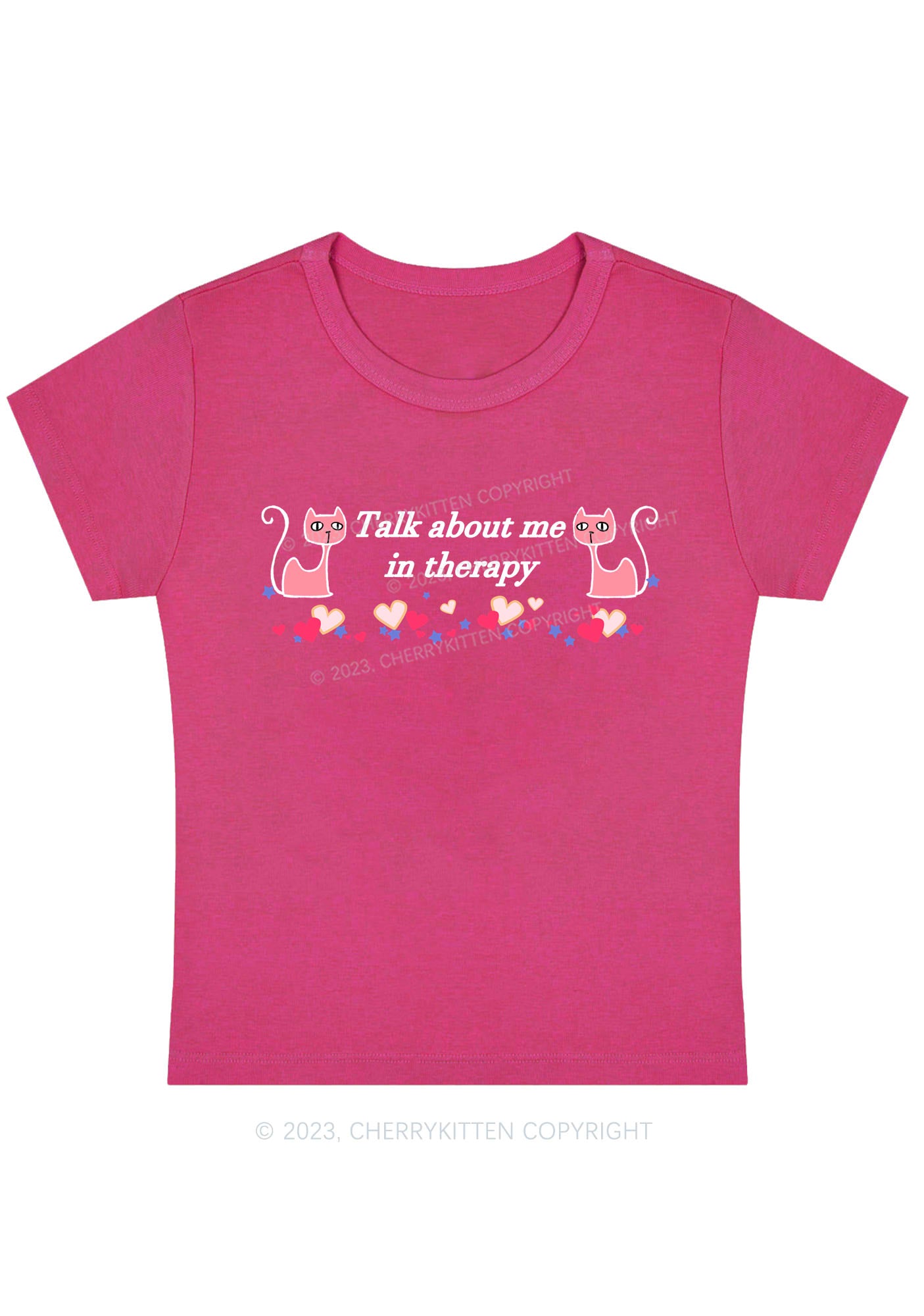 Talk About Me Pink Cats Y2K Baby Tee Cherrykitten