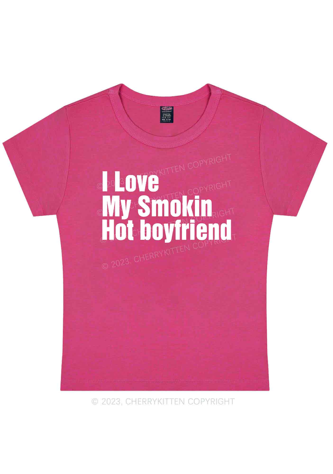 I Love My Smokin Hot Boyfriend Y2K Baby Tee Cherrykitten