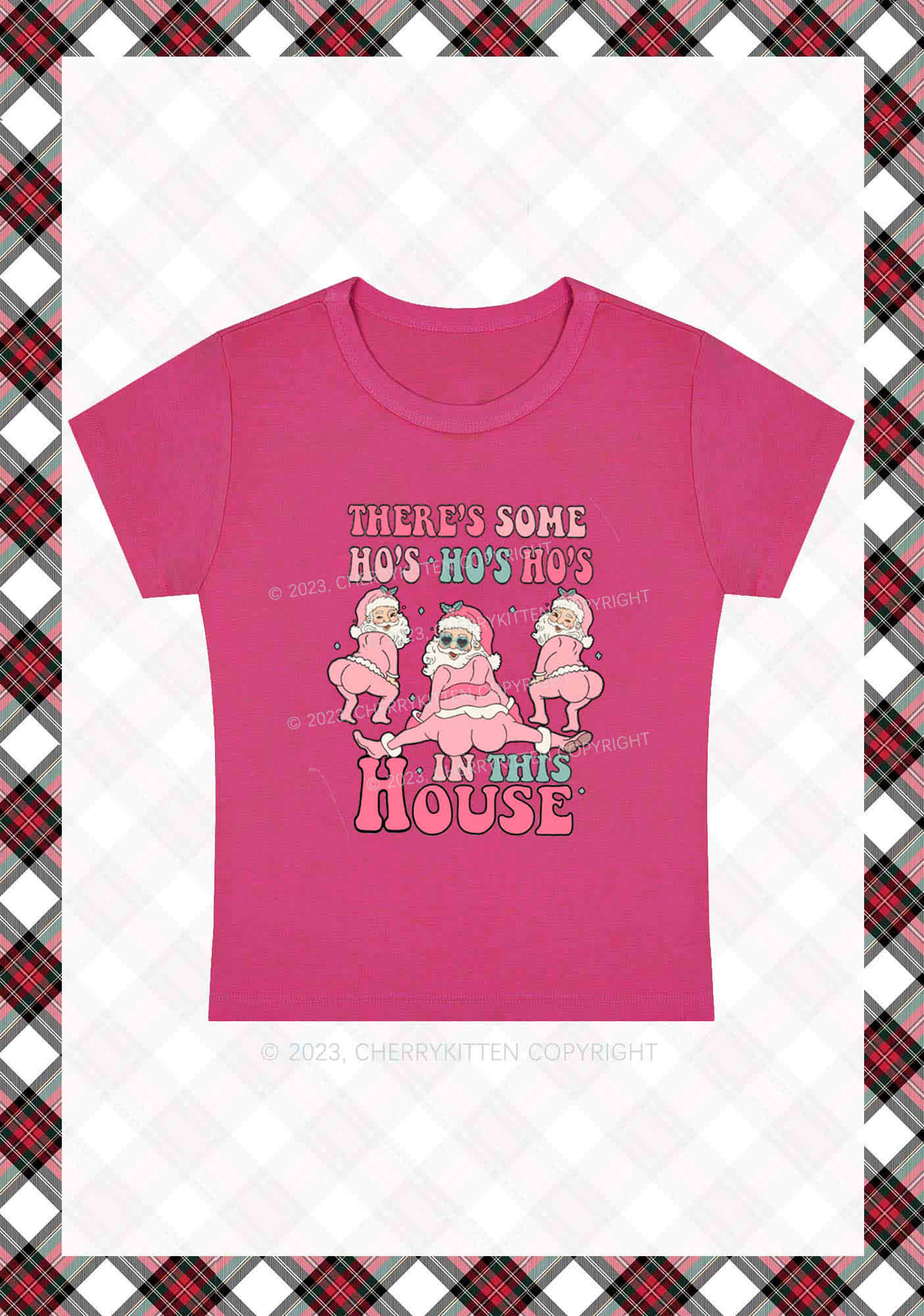 Pink Santas Christmas Y2K Baby Tee Cherrykitten