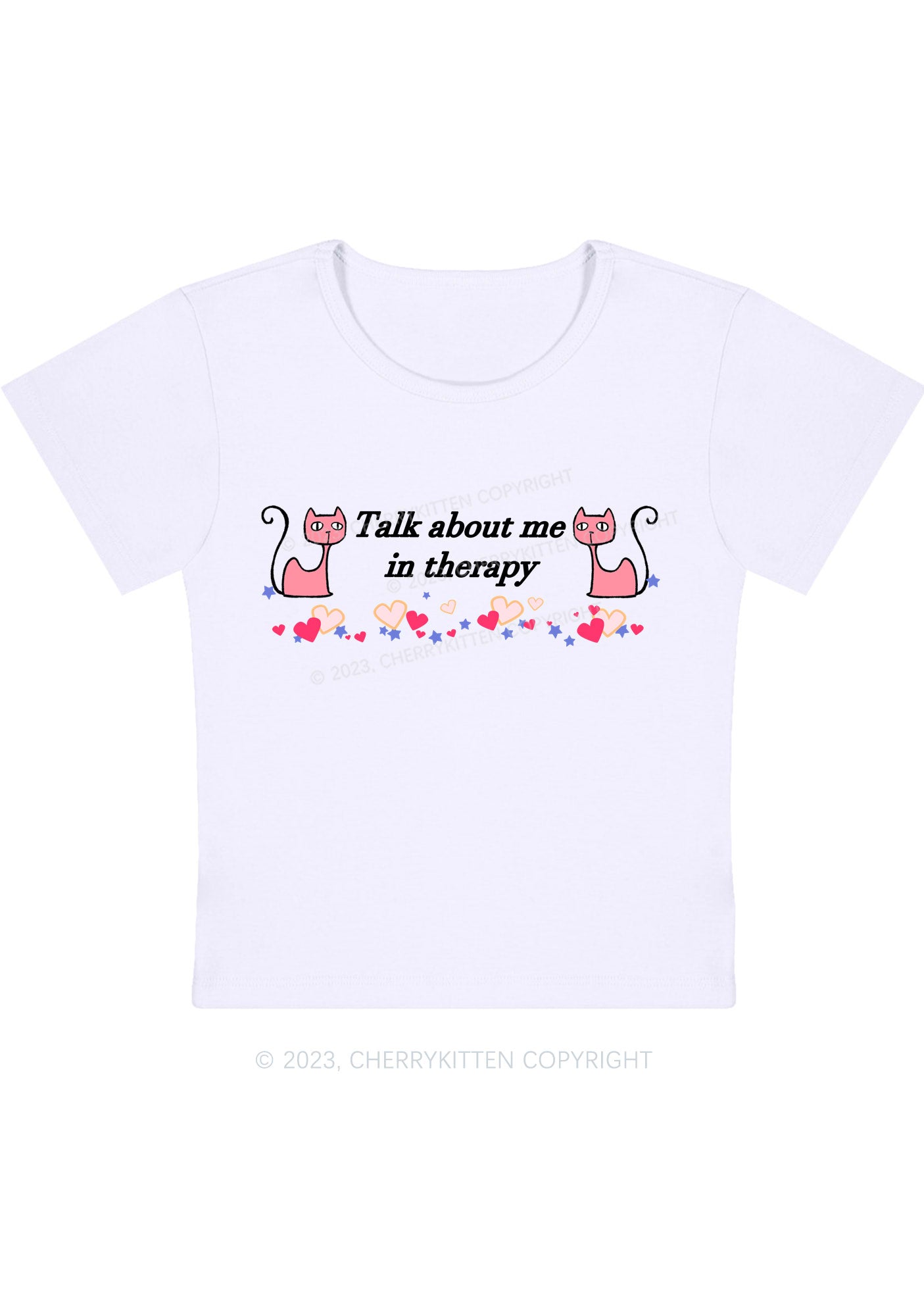 Talk About Me Pink Cats Y2K Baby Tee Cherrykitten