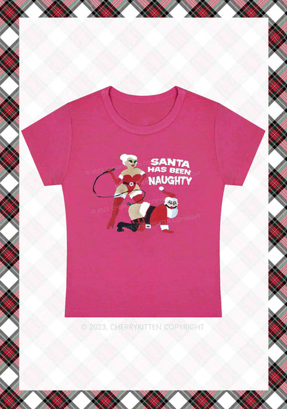 Santa Has Been Naughty Christmas Y2K Baby Tee Cherrykitten