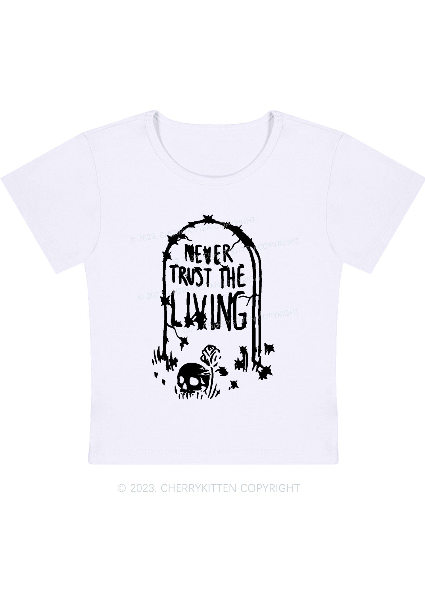 Never Trust The Living Halloween Baby Tee Cherrykitten